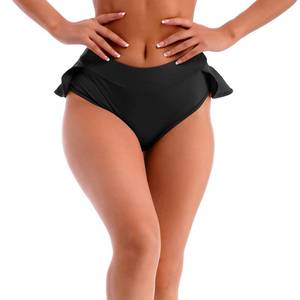 lot 5661 image: Womens High Waist Ruffle Yoga Shorts Gym Workout Rave Booty Dance Mini Hot Pants Tights Bottoms Active Skirted Panties Black Medium