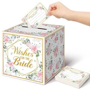 lot 5672 image: Geosar Floral Bridal Advice Cards and Box Set Wedding Bridal Shower Advice Card Holder Box Advice and Wishes Cards Essential Wedding Decorations for Wedding Bridal Shower Activity