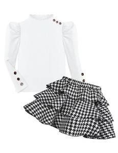 lot 5697 image: BAVADER Toddler Girl Clothes 4t 3t Girl Clothes Turtleneck Toddler Clothes For Girls Rib Tops Toddler Girl Outfits Ruffle Leather Skirt Fall Winter
