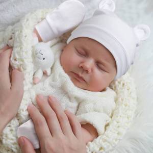 lot 5703 image: BQUBO Newborn Baby Hats Bear Ears and Mittens Sets Preemie Cotton Caps Baby Boy Girl Infant Hospital Beanie for 0-3 Months