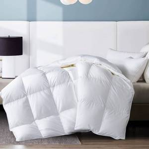 lot 5711 image: WhatsBedding King Feather Comforter, Filled with Feather and Down, White Duvet Insert - Luxurious Hotel Collection Bed Blanket Comforter - 100% Cotton Shell -King Size 102x90 Inch