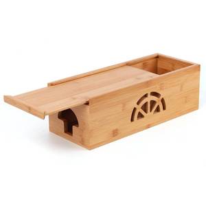 lot 5712 image: Extra Large Cable Management Box with Lid, Bamboo Cable Box for Cords, Power Strips or Surge Protectors, Hide Loose Wires Behind TVs, Home, Computers, Office Desks by HTB