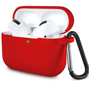 lot 5724 image: Lerobo Compatible with AirPods Pro Case Cover,Shock-Proof Silicone Skin Full Protective Cover Compatible for Airpods Pro,Supports Wireless Charging with Durable Carabiner Front LED Visible,Red