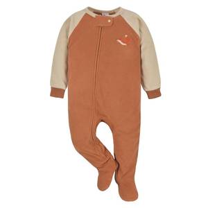 lot 5737 image: Gerber Baby Boys Toddler Loose Fit Flame Resistant Fleece Footed Pajamas Fox 6-9 Months