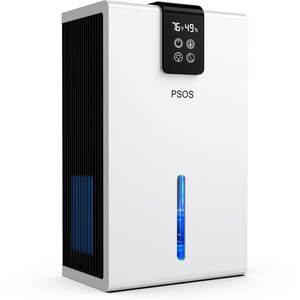 lot 5741 image: PSOS Dehumidifier, 99oz Dehumidifiers for Basement (900 sq.ft), Quiet Dehumidifiers for Home with Auto Shut Off, Portable Dehumidifier for Room with 2 Working Modes, 7 Colors LED Light
