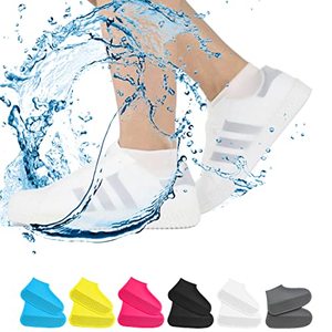 lot 5747 image: Waterproof Shoe Covers, Non-Slip Water Resistant Overshoes Silicone Rubber Rain Shoe Cover Protectors for Kids, Men, Women (Large, White)