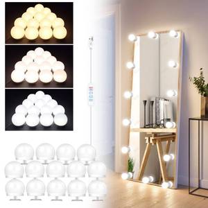 lot 5750 image: LED Vanity Mirror Lights Kit, Hollywood Style Makeup Mirror Lights Kit with 14 Dimmable Light Bulbs, Adjustable 3 Colors Mode Lighting Fixture Strip for Vanity Table Dressing Room