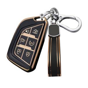 lot 5758 image: Avgardcat Tpu key fob cover Compatible with Cadillac 2020 2022 CT5 CT6 XTS XT4 XT5 XT6 ATS Escalade ESV accessories keychain (black)