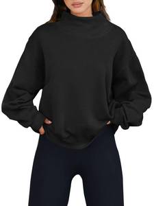 lot 5762 image: ANRABESS Oversized Sweatshirts Women Black Turtleneck Pullover Fleece Hoodies Crew Tops 2023 Fall Outfits Sweater Y2K Clothes 1085heise-M