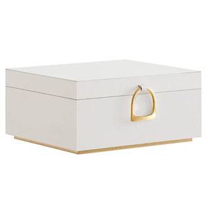 lot 5765 image: SONGMICS 2-Layer Jewelry Box, Jewelry Organizer with Handle, Removable Jewelry Tray, Jewelry Storage, Floating Effect, 8.1 x 9.4 x 4.3 Inches, Gift Idea, White UJBC165W01