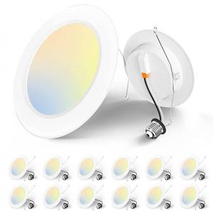 lot 5771 image: Amico 56 Inch 5CCT LED Recessed Lighting 12 Pack, 1050LM Flat LED Can Lights, Dimmable, IC Rated, 12W Eqv 110W, 2700K3000K4000K5000K6000K Selectable, Retrofit Installation- ETL & FCC