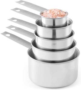 lot 5780 image: Stainless Steel Measuring Cups, Laxinis world 5 Piece Stackable Measuring Set (1)