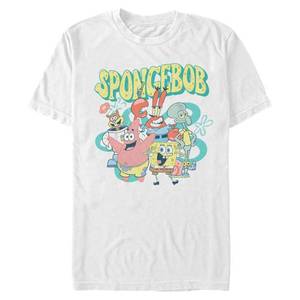 lot 5789 image: Nickelodeon Mens Spongebob Squarepants Group T-Shirt, White, XX-Large