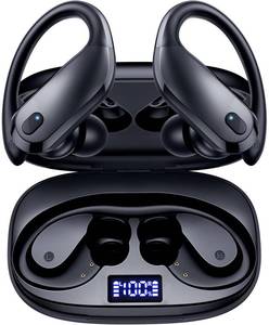 lot 5791 image: GNMN Bluetooth Headphones Wireless Earbuds Over Ear Buds 90H Playback IPX7 Waterproof Sports Earphones Deep Bass with Wireless Charging Case & Dual LED Power Display Earhooks Headset for Running Black