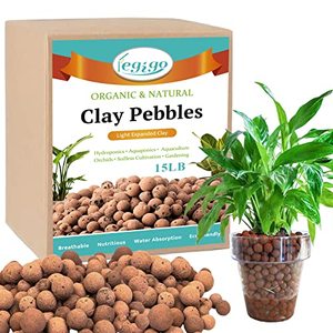 lot 5800 image: Legigo 15 LBS Organic Expanded Clay Pebbles, 4mm -16mm Light Expanded Clay Aggregate, Natural Clay Pebbles for Hydroponic & Aquaponics Growing, Orchid Potting Mix, Dutch Buckets, Drainage