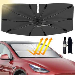 lot 5811 image: Car Windshield Sun Shade Umbrella, Upgraded Windshield Sunshades with 360° Rotation Bendable Handle, Foldable Automotive Windshield Shades, Full Cover Sun Shade for Most Vehicles