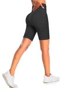lot 5812 image: Womens Workout Shorts - High Waist Biker Shorts for Women Ribbed Seamless Booty Gym Running Yoga Athletic Spandex Short Black SM