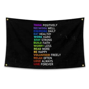 lot 5814 image: Motivational Quotes 14 Lifestyle Phrases Flag Inspirational Wall Art Decor Tapestry 3x5 Feet College Dorm Room Gym Office Decor Man Cave Frat Wall Indoor Outdoor Flag with Bass Gromments (style-24)
