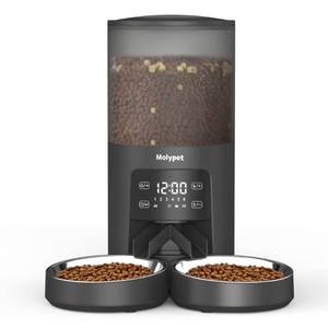 lot 5830 image: Molypet Automatic Cat Feeders for 2 Cats - 6L Cat Food Dispenser with Double Bowls, Programmable Timed Cat Feeder up to 6 Meals per Day with 10S Voice Recorder, Support Dual Power Supply