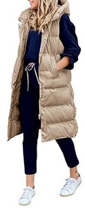lot 5832 image: Avilego Womens Hooded Long Down Vest Full-Zip Sleeveless Puffer Vest Fashionable Coats Jacket 3XL