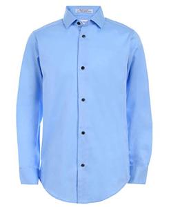 lot 5835 image: Calvin Klein Boys Long Sleeve Sateen Dress Shirt, Button-down Style With Buttoned Cuffs & Shirttail Hem, Light Blue, 16