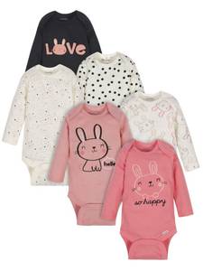 lot 5838 image: Onesies BrandUnisex Baby6-Pack Long Sleeve BodysuitsBunny Pink3-6 Months