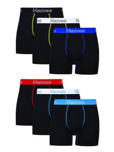 lot 5840 image: Hanes Mens Boxer Cotton Stretch Moisture-Wicking Multi-pack Underwear Brief, Black - 6 Pack, X-Large
