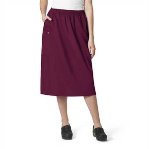 lot 5843 image: WonderWink WonderWORK Womens Pull-On Cargo Skirt Wine, X Large