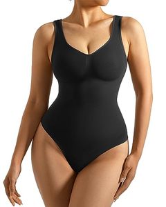 lot 5847 image: MOOSLOVER Women Seamless Sculpting Thong Bodysuit Slimming Tummy Control Tank Tops Shapewear(S,Black)