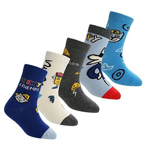 lot 5849 image: Crazy Socks for Kids, Boys Cray Socks,Athletic Socks for boy 4-12 Years,Pack of 5 Pairs Dress socksBlue