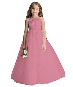 lot 5852 image: Abaowedding Flower Girls Tulle Chiffon Dresses Kids Wedding Party Pageant Ball Gowns Pink Size 6