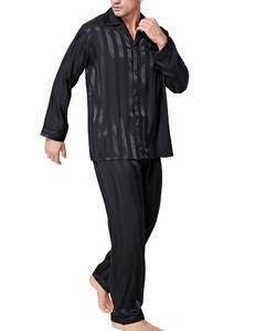 lot 5854 image: Mens Silk Satin Pajamas Set Sleepwear Loungewear Black XL