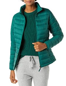 lot 5859 image: Amazon Essentials Womens Lightweight Long-Sleeve Water-Resistant Packable Puffer Jacket (Available in Plus Size), Dark Emerald Green, Large