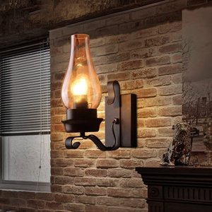 lot 5862 image: LightInTheBox Rustic Wall Sconce Vintage Farmhouse Wall Light Fixtures Industrial Glass Wall Lamp for Cabin Bedroom Living Room Hallway Fireplace (1PCS)