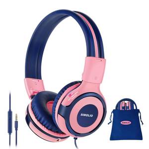lot 5886 image: SIMOLIO Kids Headphones with 75dB,85dB,94dB Volume Limited & Share Jack, Headphones for Girls with Mic, Durable Children Headphones with Safe Volume, On-Ear Kids Headsets for GiftSchoolPlane (Pink)