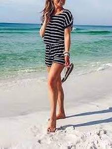 lot 5694 image: ANRABESS Womens Summer Casual Rompers Loose Fit Crewneck Short Sleeve Striped Jumpsuit Overalls 2023 Fashion Comfy Cute Clothes Wide Leg Jumpers Outfits Playsuit zangbaitiao-L BYF-33