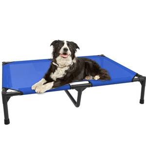 lot 5861 image: FIOCCO Elevated Dog Bed - Dog Cot with Chew Proof Mesh for Large Dogs, Waterproof Washable Raised Dog Bed, Portable Dog Bed for Outdoor Use, Dog Cots Beds, Blue