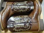 Justin Antique Brown Full Quill Ostrich Boot, size 9 1/2 D