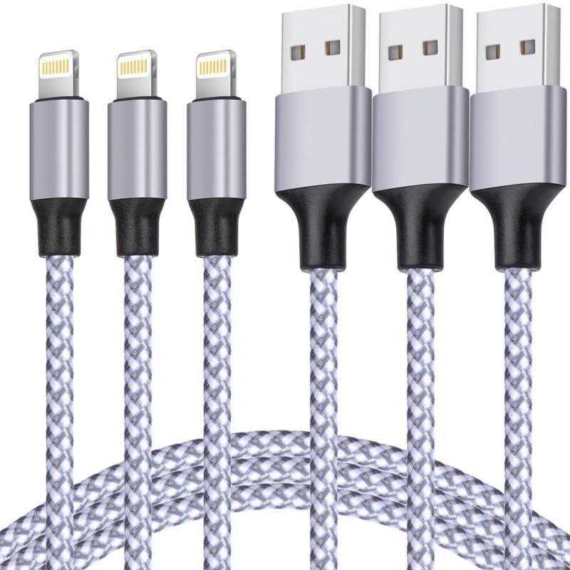 MFi Certified] iPhone Charger, Lightning Cable 3PACK 6FT Nylon 