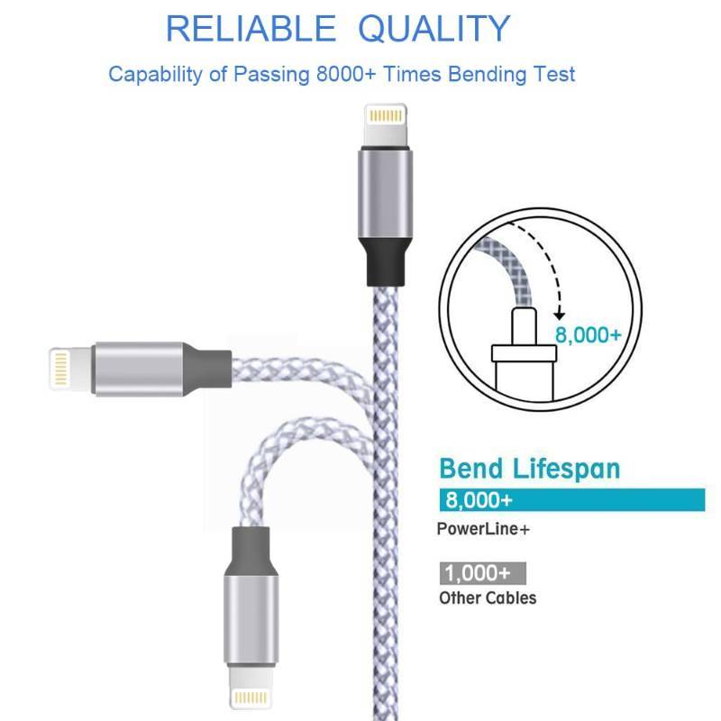 MFi Certified] iPhone Charger, Lightning Cable 3PACK 6FT Nylon 