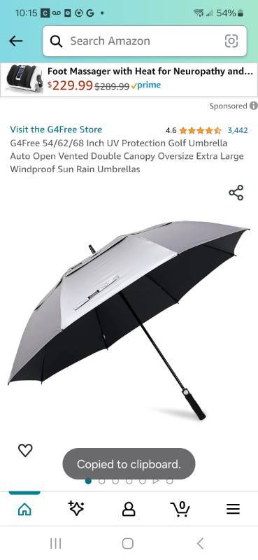 G4Free 54/62/68 Inch UV Protection Golf Umbrella Auto Open Vented