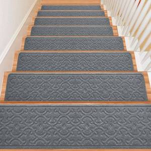 lot 60161 image: 15Pcs Stair Treads for Wooden Steps Indoor with Self Adhesive, 8x30 Non Slip Stair Runners-Peel & Stick Indoor Stair Carpet Runner, Resistant Indoor Runner for KidsElders and Pets, Grey