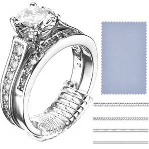 lot 60166 image: Frienda 16 Pack Ring Sizer Adjuster for Loose Rings Women 4 Sizes Invisible Plastic Rings Sizers with Polishing Cloth