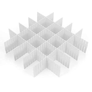 lot 60171 image: ShineMe Drawer Dividers, 8pcs Drawer Divider Organizers, White DIY Plastic Grid, Plastic Adjustable Drawer Dividers, Household Storage Makeup Socks Underwear Organizer for Clothes, Kitchen, Office