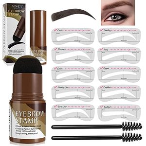lot 60172 image: Eyebrow Stamp Stencil Kit, Eyebrow Definer Powder Stamp Makeup with 10 Reusable Eyebrow Stencils, Eyebrow Powder Stamp Long Lasting Waterproof for Perfect Brow (Medium Brown)