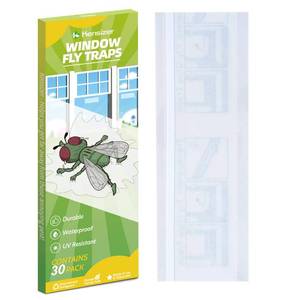 lot 60174 image: Kensizer 30-Pack Window Fly Traps for Indoors, Paper Sticky Strips, House Fly Catcher Clear Trap for Home, Lady Bug Killer Traps