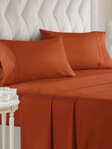 lot 60178 image: Queen Size 4 Piece Sheet Set - Comfy Breathable & Cooling Sheets - Hotel Luxury Bed Sheets for Women & Men - Deep Pockets, Easy-Fit, Soft & Wrinkle Free Sheets - Terracotta Oeko-Tex Bed Sheet Set