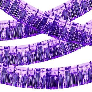 lot 60180 image: 4 Pack Iridescent Fringe Float Curtain, Metallic Foil Fringe Garland Wall Hanging Drapes Tassel Foil Float for Parade Float Trailer, Birthday Holiday OutdoorIndoor Party Decoration (Purple)