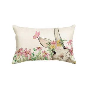 lot 60184 image: AVOIN colorlife Easter Floral Garland Bunny Throw Pillow Cover, 12 x 20 Inch Spring Rabbit Holiday Cushion Case Decoration for Sofa Couch