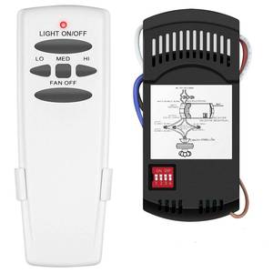 lot 60186 image: Universal Basic Light OnOff Ceiling Fan Remote Control and Receiver Kit Replacement for Hampton Bay Harbor Breeze Hunter Honeywell, 3-Speed Compatible with LED, CFL and Incandescent Bulbs